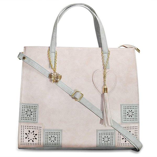 Peach Grey Customized Women's Hand Bag With Adjustable Strap