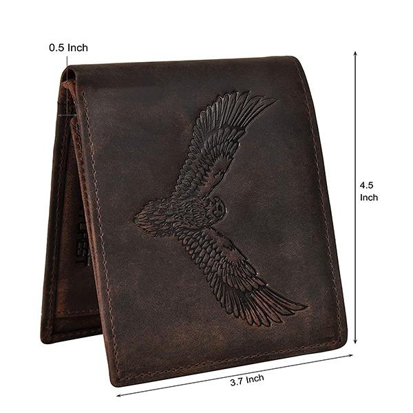 Dark Brown Customized Urban Forest Vintage RFID Blocking Leather Wallet for Men