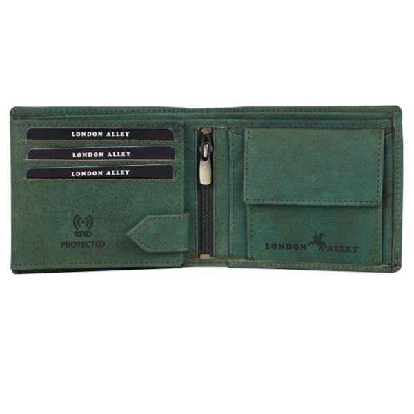 Vintage Green Customized RFID Blocking Men's Leather Wallet