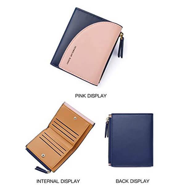 Dual Colour Customized PALAY Small Women's Wallet with Zipped Coin Pocket for Teenager Girls