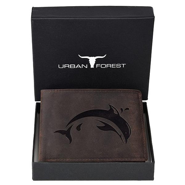 Dark Brown Customized Urban Forest Vintage Embossed Leather Wallet