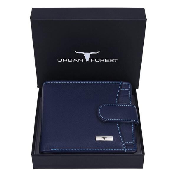 Blue Customized Urban Forest RFID Blocking Leather Wallet for Men