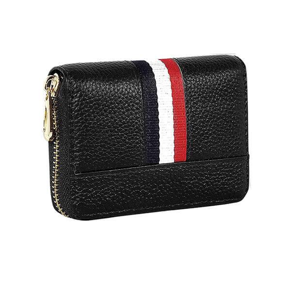 Black Customized Brand Conquer Card Holder Zipper Unisex Wallet