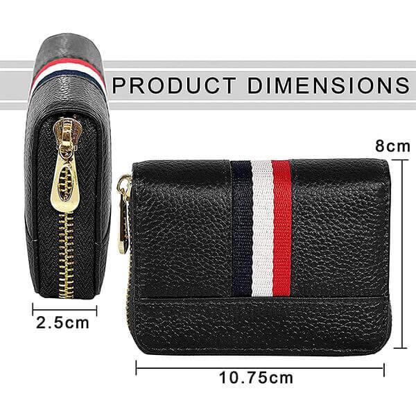 Black Customized Brand Conquer Card Holder Zipper Unisex Wallet