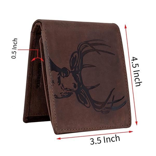 Brown Customized Hornbull RFID Blocking Leather Wallet for Men, 11 Card Slots