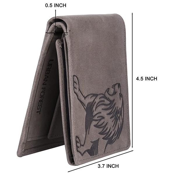 Grey Customized Urban Forest Vintage RFID Blocking Leather Wallet