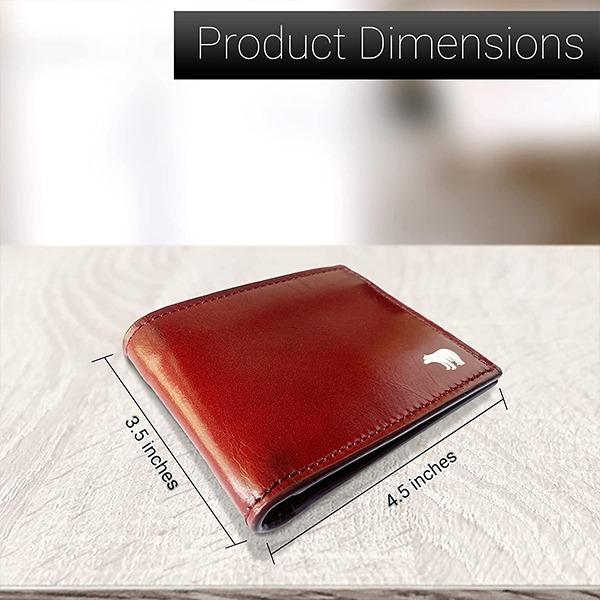Wood Customized Bear Premium Leather Wallet, RFID, Bi-fold Wallet with 8 Card Slots