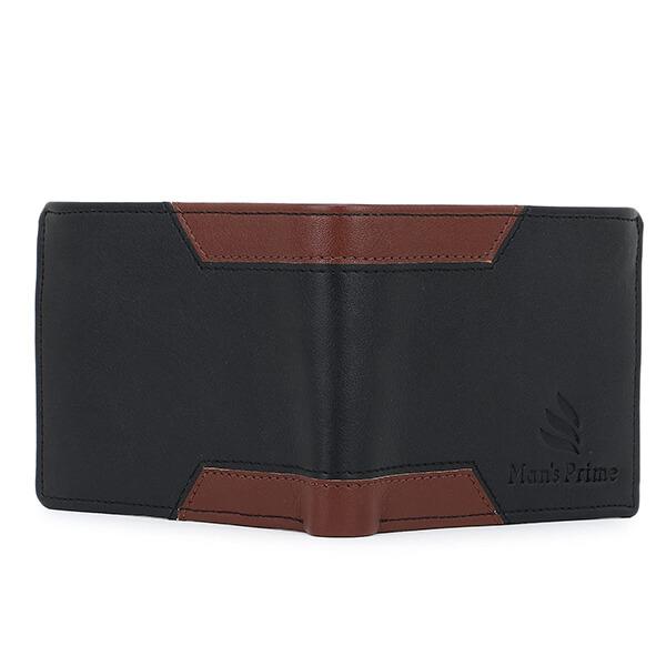 Black Customized Man's Prime Leather Wallets for Men with 3 Slots and Coin Pocket