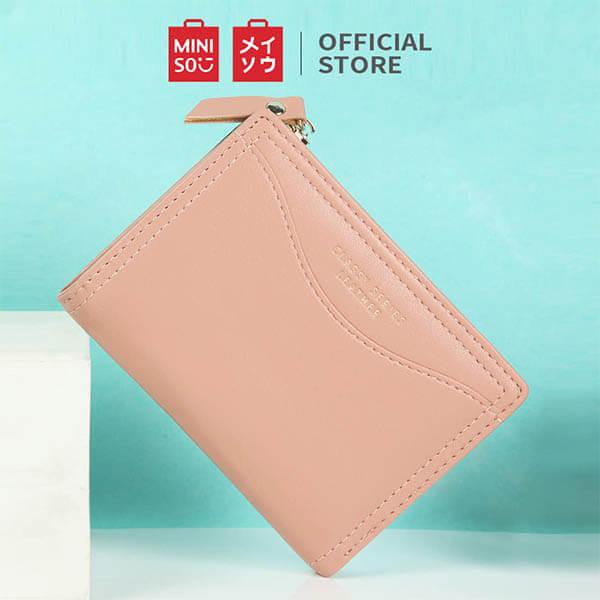 Pink Customized MINISO Two-fold Short Wallet