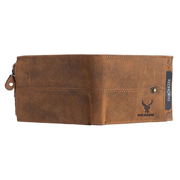 Light Brown Customized REDHORNS Premium Genuine Leather Casual Wallet