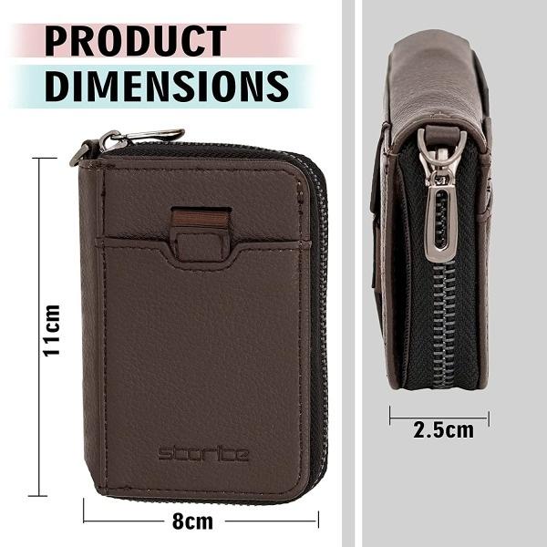 Brown Customized RFID Protection PU Credit Debit Card Holder Money Slim Zipper Wallet