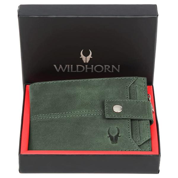 Green Customized Wildhorn Leather Wallet