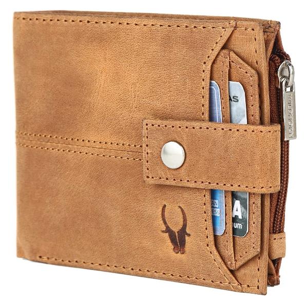 Tan Customized Wallet for Men | Ultra Strong Stitching | Handcrafted | RFID Blocking | Zip Wallet with 9 Card Slots | 2 ID Slots