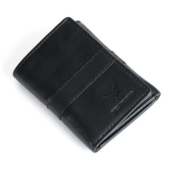 Black Customized Genuine Leather Regular Wallet with Multi Pockets