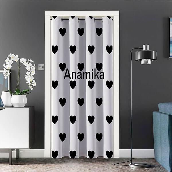 Cute Hearts Pattern Design Customized Photo Printed Curtain
