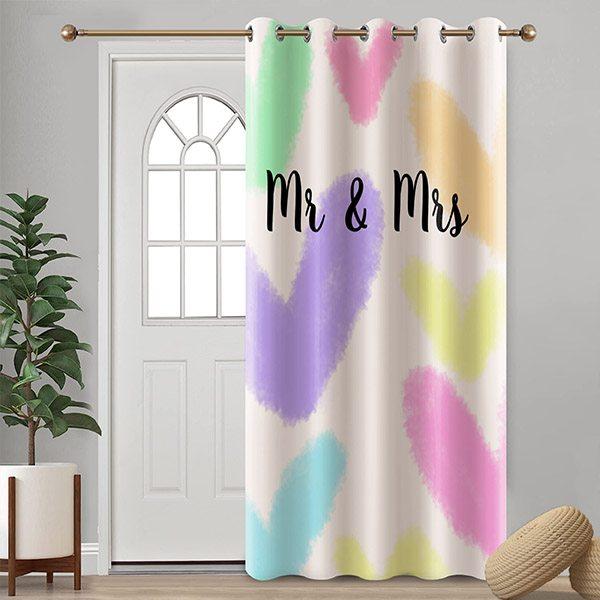 Multiple Heart Watercolor Design Customized Photo Printed Curtain
