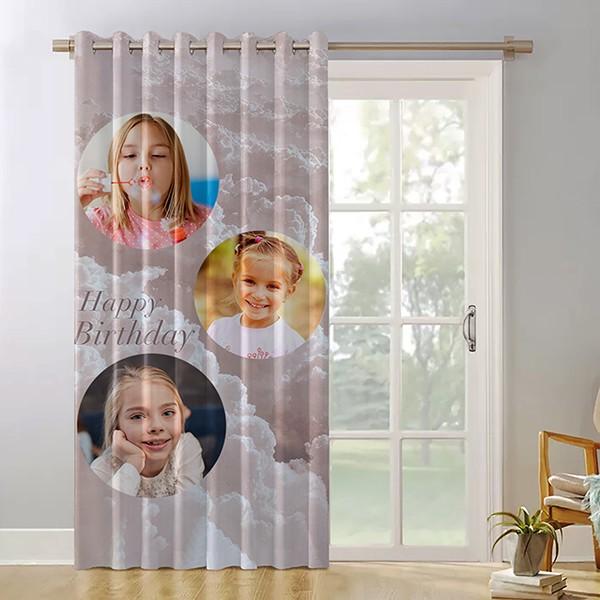 Circle Photo Collage Customized Photo Printed Curtain