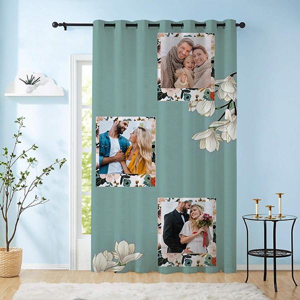 Floral Design Photo Customized Photo Printed Curtain