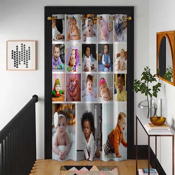 Modern White Multiple Photo Collage Customized Photo Printed Curtain