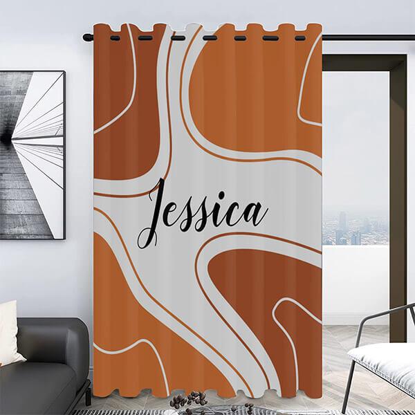 Brown Modern Geometric Abstract Shape Pattern Customized Photo Printed Curtain