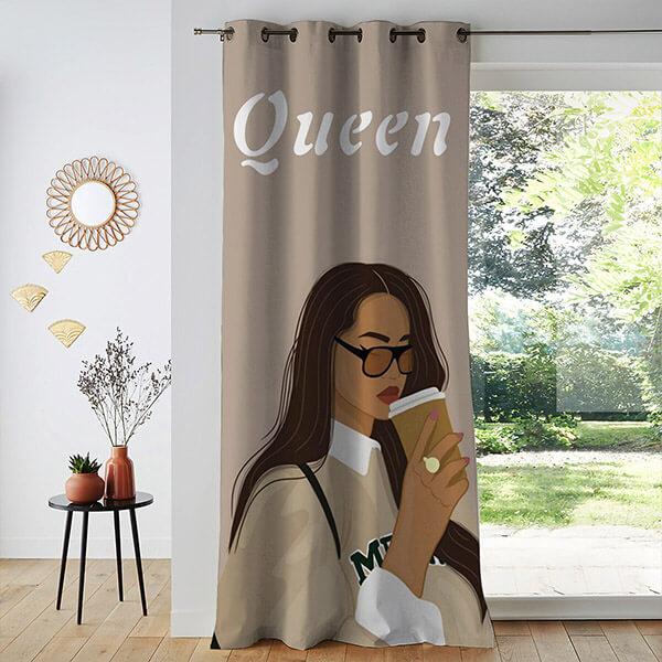 Cute Girl Design Customized Photo Printed Curtain