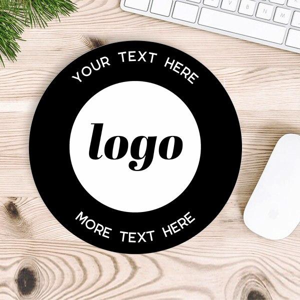Black and White Simple Logo Customized Printed Circle Mousepad Photo Mouse Pad