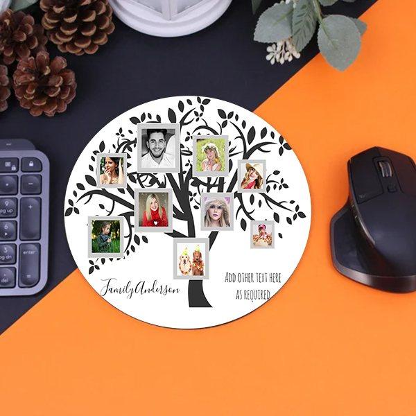 Family Tree Photo Collage Customized Printed Circle Mousepad Photo Mouse Pad