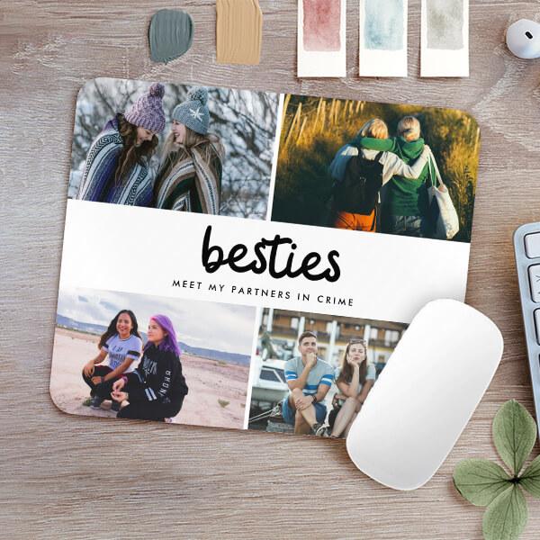 Best Friend Quote Photo Collage Customized Printed Rectangle Mousepad Photo Mouse Pad