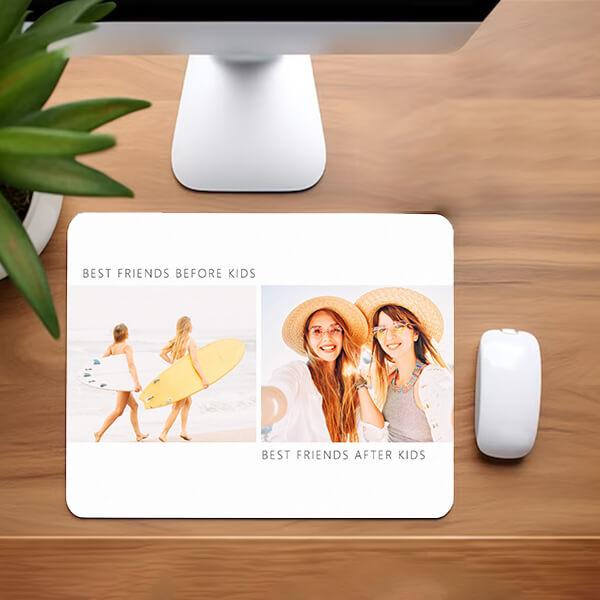 Best Friends Before and After Kids Modern Photo Customized Printed Rectangle Mousepad Photo Mouse Pad