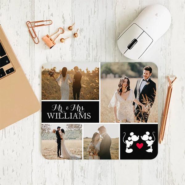 Mr. & Mrs. Wedding Photo Collage Customized Printed Rectangle Mousepad Photo Mouse Pad