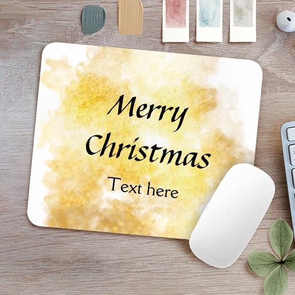 Simple Golden Merry Christmas Customized Printed Rectangle Mousepad Photo Mouse Pad