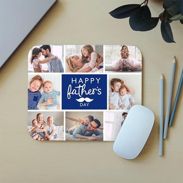 Happy Father's Day Photo Collage Customized Printed Rectangle Mousepad Photo Mouse Pad