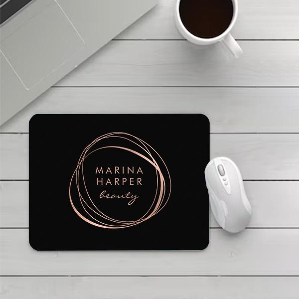 Faux Rose Gold Abstract Logo Customized Printed Rectangle Mousepad Photo Mouse Pad