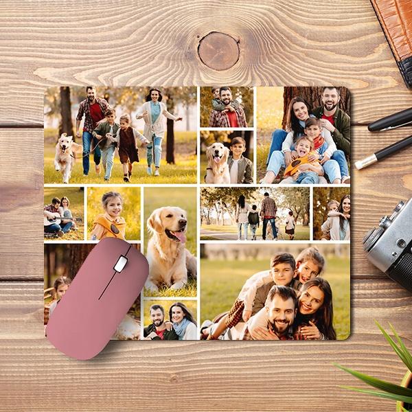 Modern Unique 12 Photo Collage Customized Printed Rectangle Mousepad Photo Mouse Pad