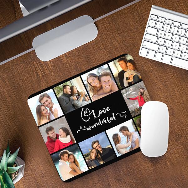 Love is a Wonderful Thing 10 Photo Collage Black Customized Printed Rectangle Mousepad Photo Mouse Pad