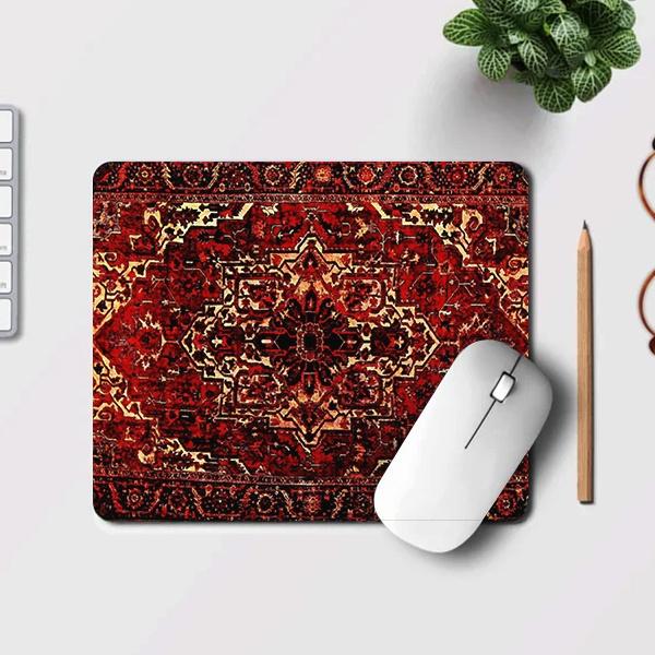 Oriental Rug Design in Dark Red Customized Printed Rectangle Mousepad Photo Mouse Pad