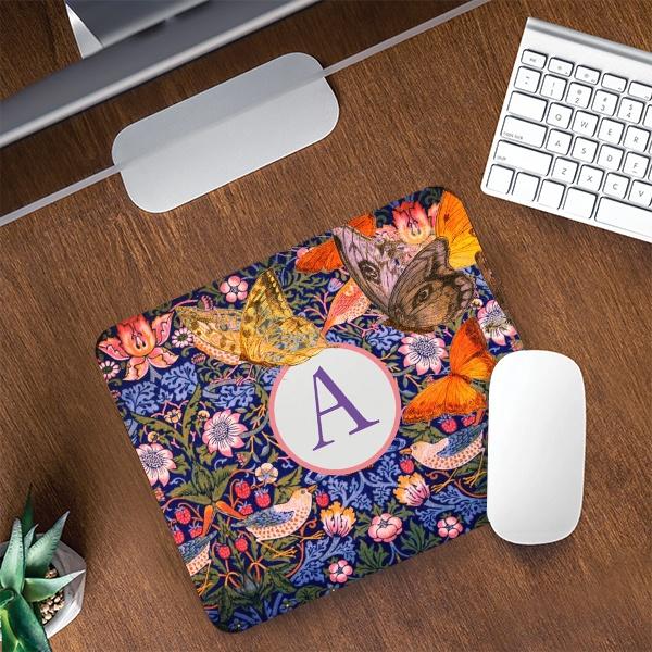 Butterflies Floral Design Customized Printed Rectangle Mousepad Photo Mouse Pad