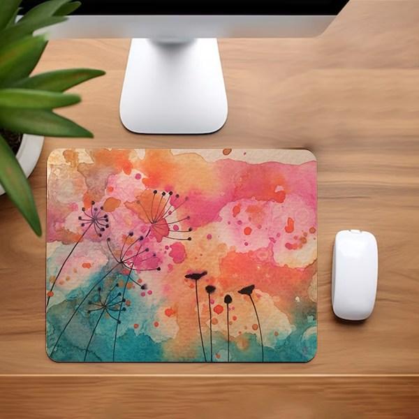 Buy Abstract Watercolor Floral Art Mouse Customized Printed Rectangle ...