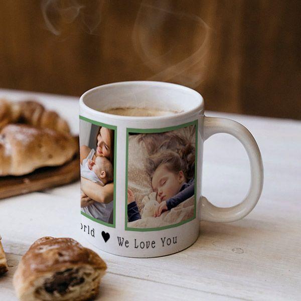 Best Mom Black and White 3 Photos Customized Photo Printed Coffee Mug