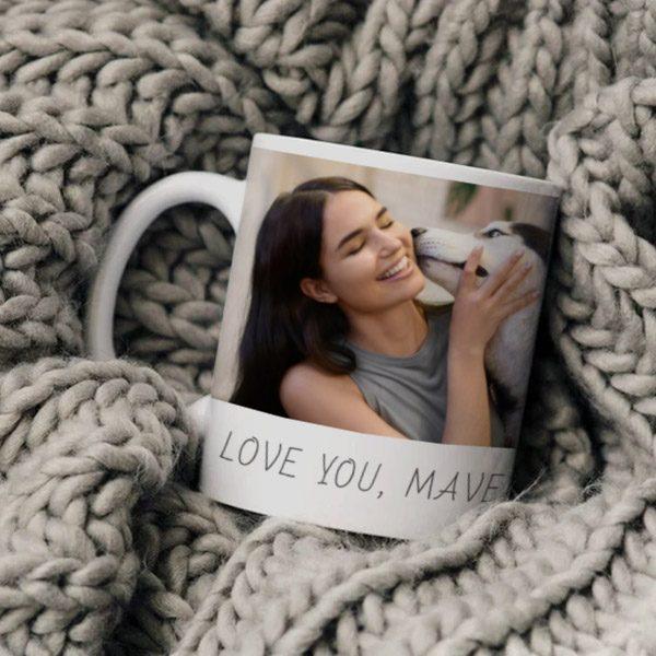 Love You Mom Ever Script 3 Photo Customized Photo Printed Coffee Mug