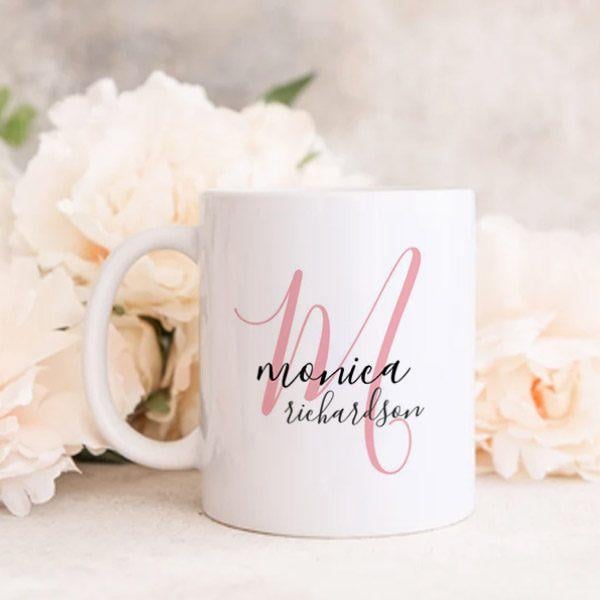 Custom Name Monogram White Customized Photo Printed Coffee Mug