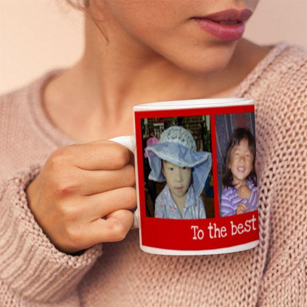 3 Photo To The Best Mom Ever Collage Customized Photo Printed Coffee Mug