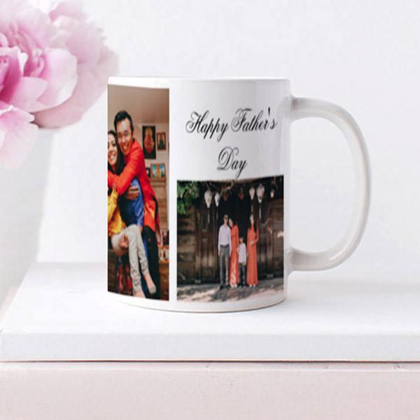 3 Photo with Best Dad Ever Customized Photo Printed Coffee Mug