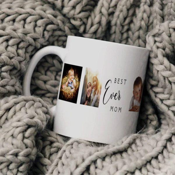 Best Mom Ever with 4 Photo Customized Photo Printed Coffee Mug