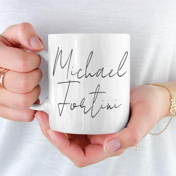 Modern Name Black White Customized Photo Printed Coffee Mug