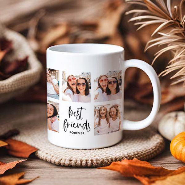 Trendy Black and White Script | Best Friends Photo Customized Photo Printed Coffee Mug