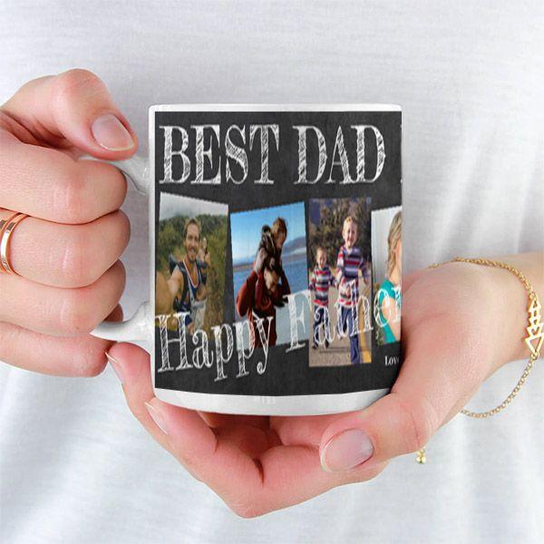 Best dad ever 5 photo collage Fathers Day Customized Photo Printed Coffee Mug