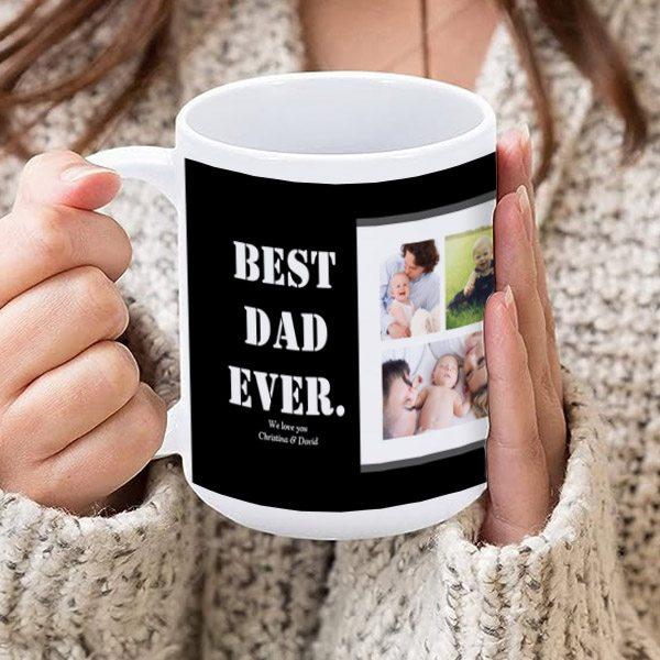 Photo Collage Best Dad Ever Fathers Day Customized Photo Printed Coffee Mug
