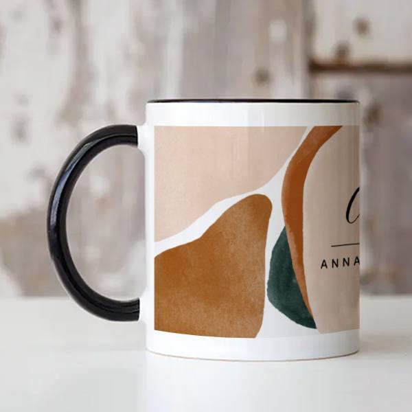 Monogram Modern Rust Green Abstract Stylish Customized Photo Printed Coffee Mug