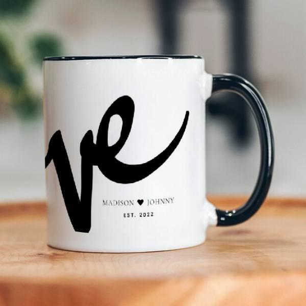 Modern Handwritten Script Love Customized Photo Printed Coffee Mug
